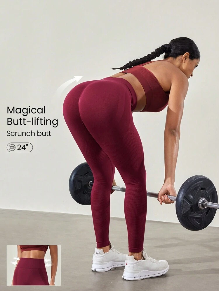 Mallas sin costuras de cintura alta de 24 pulgadas con perforaciones, para gimnasio y entrenamiento de impacto medio