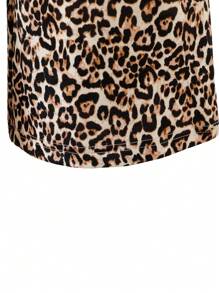 2pcs/Set Teen Girls Leopard Print + Black Flared Pants - Multicolor - View 5