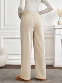 SHEIN Maternity Solid Color Casual Adjustable Pants, Daily Wear