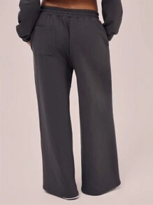 Musera Sport Raw Hem Slogan Wide Leg Sweatpants Vacation Spring