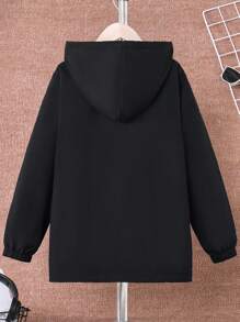 Boys' Basic Casual Drawstring Hooded Zip-Up Jacket