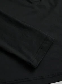 SHEIN EZwear Blusa básica de mujer de manga larga ajustada con botones delanteros, para uso casual diario en primavera