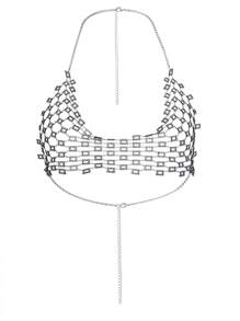 Rhinestone Embellished Sexy Sheer Halter Top - Black - View 1