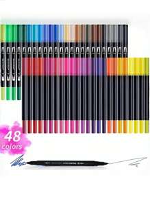 Multi-Color Christmas Watercolor Markers - Dual Tip Art Pens For Calligraphy, Doodling & Holiday Drawing, Premium Art Set - Multicolor - View 2