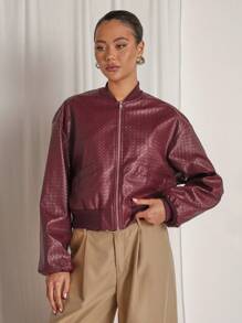 COSMINA Chaqueta casual con cremallera de color liso para mujer, de estilo minimalista para uso diario