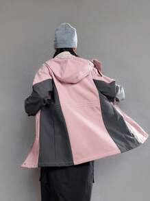 In My Nature 女士纯色撞色拉链前口袋简约长袖休闲上衣 - 淡紫色 - 查看 7