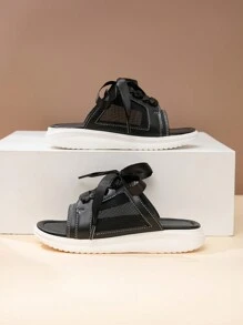 Kids Classic Black Casual Slip-On Slippers - Black - View 4