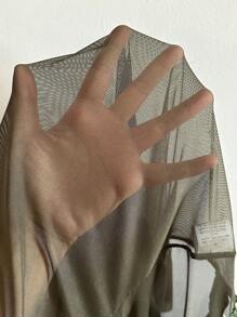 Camisón asimétrico de talla grande con botones de cristal y diseño de malla, sexy - Verde militar - Ver 6