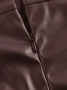 Firerie Elegant Modern High Waist Slimming PU Skort Design Leather Shorts, Versatile, Autumn/Winter New Arrival