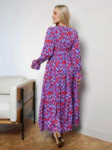 SHEIN LUNE Women's Casual Geometric Print Dress