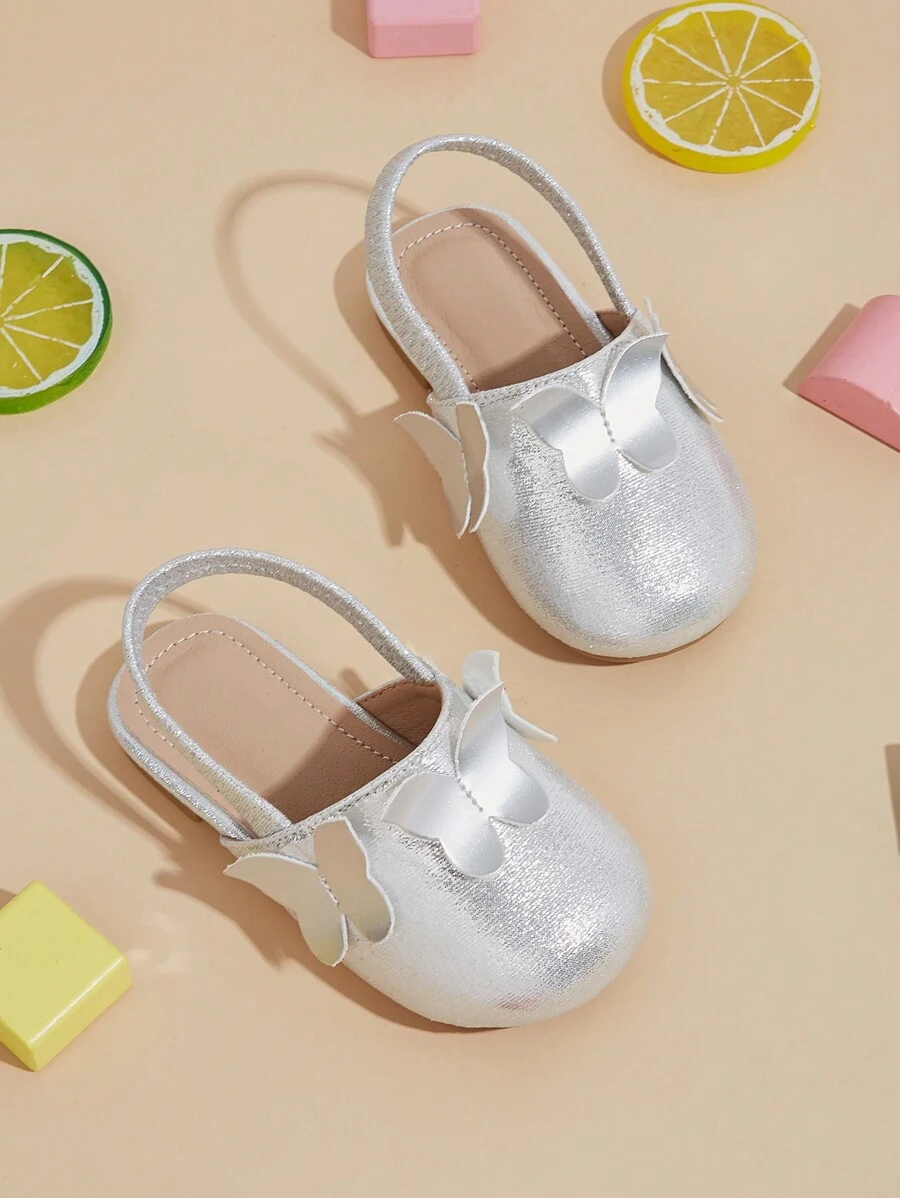 1 双可爱幼儿蝴蝶便鞋，时尚又舒适 - 銀色 - 查看 1
