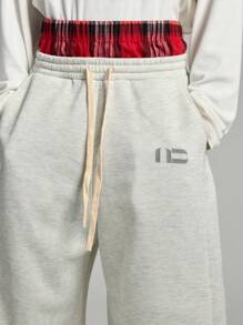 NEON BLANC 男士宽松针织抽绳运动裤，校园风，街头风