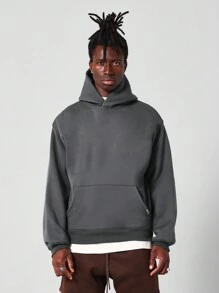 SUMWON Regular Fit Essential Overhead Hoodie - Dark Grey - View 1