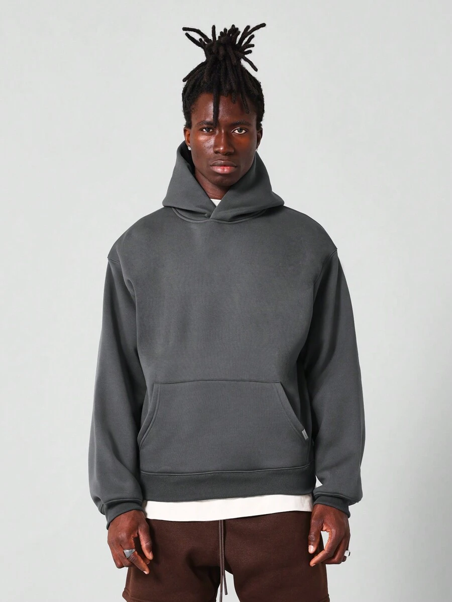 SUMWON Regular Fit Essential Overhead Hoodie - Dark Grey - View 1
