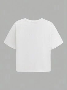 Young Girl Street Style Hiphop Portrait & Letter Print Loose T-Shirt And Pleated Pants 2 Pieces Set