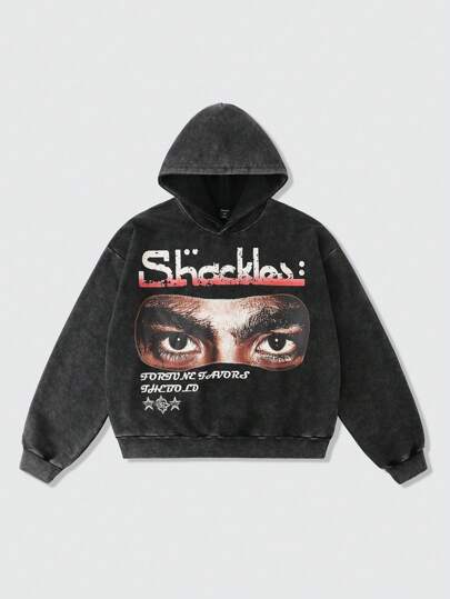 Street Life Felpa con cappuccio corta vintage lavata da uomo, stile streetwear