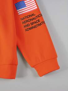 Manfinity Homme Męska bluza z kapturem i nadrukiem w litery, minimalistyczny design do noszenia na co dzień, na jesień, bluzka z długim rękawem - Pomarańczowy - Zobacz 6