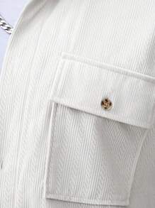 Manfinity CasualCool 2pcs Set Men's Corduroy Work Shirt & Pants, Fall Clothes - White - View 3