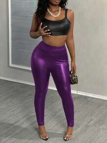 Slaydiva Leggings noirs moulants style de rue taille haute