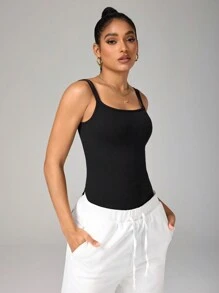 Easithlete Women's Minimalist Slim-Fit Casual Sleeveless Jumpsuit - Black - View 3