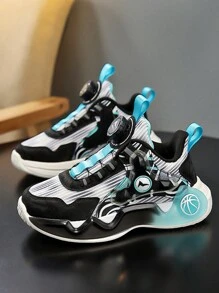Adidași de modă pentru copii, design color block cu luminoși, potriviti pentru purtarea zilnică, cataramă rotativă reglabilă, ușor de purtat și de scos, anti-alunecare și absorbant șocuri, pantofi groși, pantofi colorați