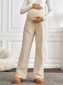 SHEIN Maternity Solid Color Casual Adjustable Pants, Daily Wear