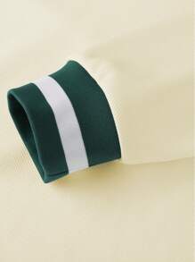 Manfinity Sporsity Men's Casual Fashion Letter Flocking Loose V-Neck Sweatshirt Y2k Jersey, For Tennis, For Fall