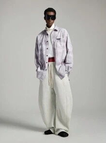 NEON BLANC 男士宽松针织抽绳运动裤，校园风，街头风