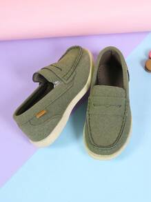 1 par de mocassins casuais sem cadarço para crianças, adequados para uso ao ar livre na primavera e no outono, sapatos respiráveis antiderrapantes com costura plana - Verde de Exercício - Ver 2