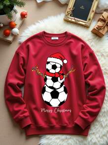 Manfinity VCAY Standard Size Vintage Red Raglan Crew Neck Pullover Sweatshirt - Red - View 1