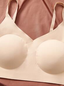 SHEIN Set de 3 sujetadores acolchados con cierre de 3 ganchos, estilo minimalista sin costuras y ajustables para adolescentes, que dan elevación y soporte