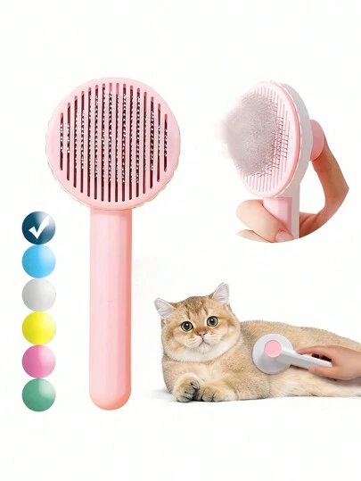 Ein multifunktionaler Haustier-Pflegekamm, diese selbstreinigende Entwirrbürste ist ein unverzichtbares Zubehör für die Haarentfernung und Pflege von Hunden, Katzen und Welpen.