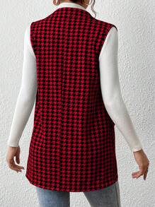 SHEIN Privé Chaleco de otoño casual de cuadros de pata de gallo para ir y venir al trabajo - Multicolor - Ver 2