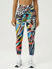 SHEIN Sport Gameset Leggings senza cuciture in vita alta con stampa colorata di moda