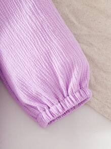 SHEIN BABYGIRL Autumn/Spring Purple Romper With Funny Multi-Color Floral Decoration, Single Side Ruffle Hem, Daily Wear Essential