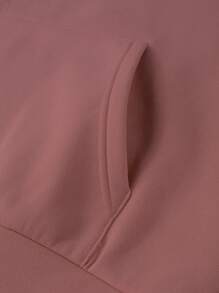 Manfinity Homme Loose Fit Men's Slogan Graphic Kangaroo Pocket Drawstring Hoodie - Dusty Pink - View 6