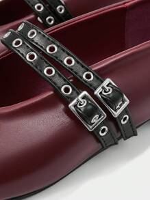 MOTF PREMIUM FLAT TOE ROUND FASHIONABLE SLIP-ON SHOES FOR WOMEN, AUTUMN, FOR VALENTINE'S DAY - Burgundy - View 4