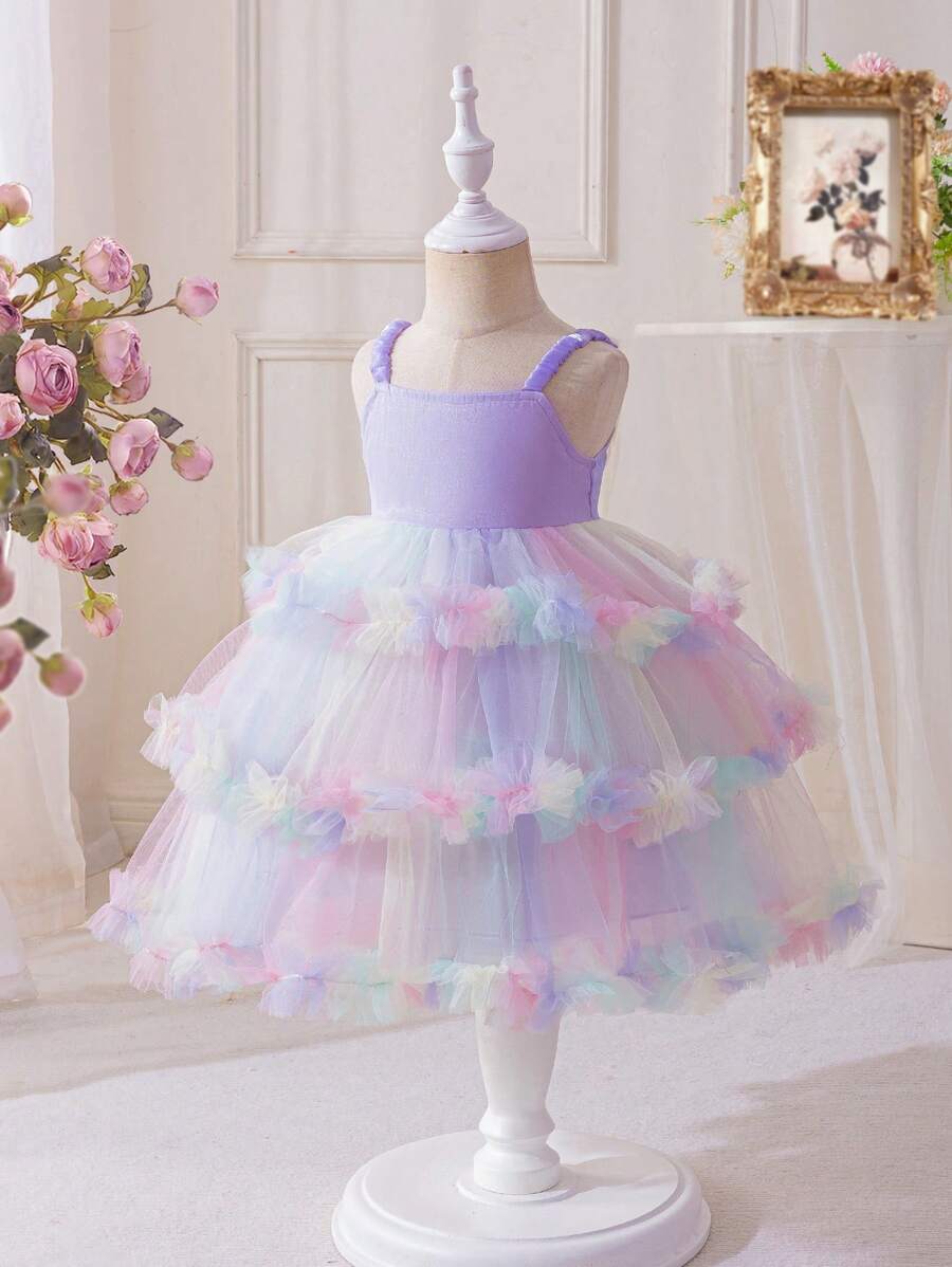 Glamorique Kids Weihnachtsdekoration Zuhause, Weihnachts-Pyjamas, Familienpartykleidung | Mädchen Mehrschichtiges Regenbogen-Tortenkleid, Süßes Schmetterlingsfügel Feenkostüm Regenbogenfeenkleid, Premium Spitzenbesatz Kleid, Unverzichtbares Weihnachtsmittelpunkt-Kleid - Pink - Übersicht 1