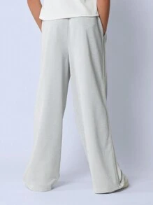 SUMWON Performance Sports Wide Leg Track Pants Collegiate Athletic Wear Retro Varsity Dance Practice Gym Bottoms Glitter Puff Print - Grey - View 4
