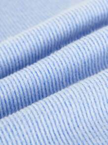 SHEIN Girls' Floral Ruffle Collar Long Sleeve Bowknot Waist A-Line Dress, Elegant Solid Color Series For Spring & Autumn - Blue - View 6