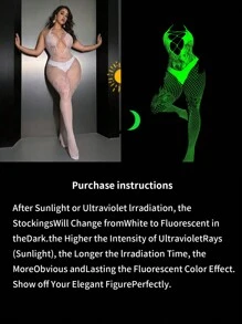 Plus Size Sexy Mesh Bodysuit, 1pc
