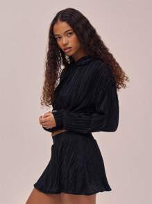 Musera Sport Plisse Zip Through Cropped Sweatshirt