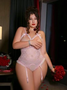 Seduluxe Plus Size Lace Patchwork Bow Decor Sexy Lingerie