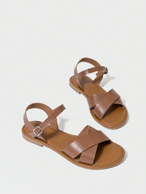 1 Pair Fashionable And Good-Looking Striped Flat Sandals For Teenagers