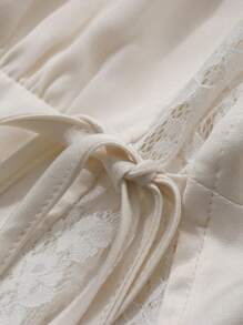 DAZY Bohemian Style Holiday Seaside Lace Stitching Cardigan Slim Long Sleeve Spring Women's Shirt,Fall Women Clothes