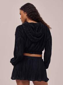 Musera Sport Plisse Zip Through Cropped Sweatshirt