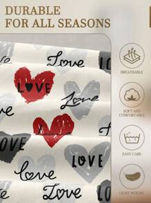 1 件白色红色心形图案床笠床垫保护套，情人节床垫罩，床单，柔软透气，适合所有尺寸的床 - 单人床、双人床、特大床、大号床单深口袋床单家纺 - 白色 - 查看 4