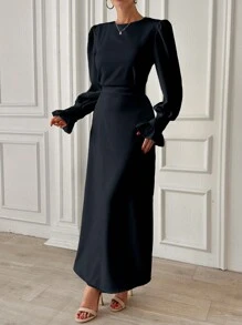 SHEIN Frenchy Frill Sleeve Maxi Dress With Lining