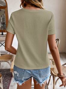 SHEIN Frenchy Women's Crew Neck Short Sleeve Casual Textured Fabric T-Shirt
