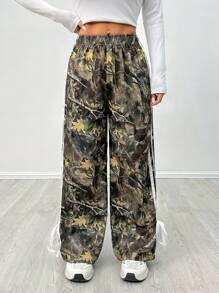 SHEIN PETITE Pantalones simples para diario con bloque de color e impresión para mujer - Multicolor - Ver 7
